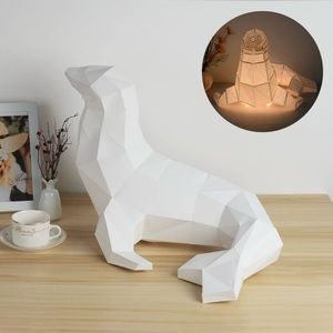 3D Paper Craft Lamp - Seal Shaped -  World Sculpture Kit - 18x13inches